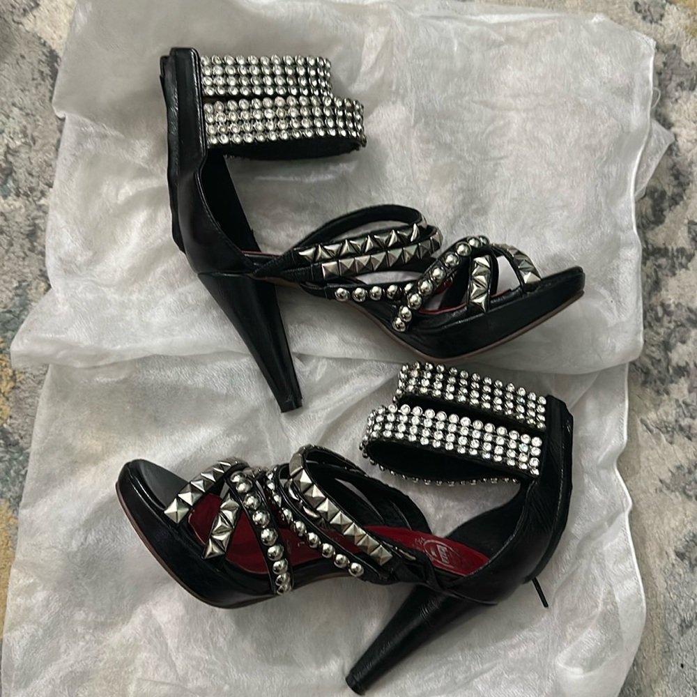 Jeffrey Campbell Ibiza Mel Studded Rhinestone back zip heels